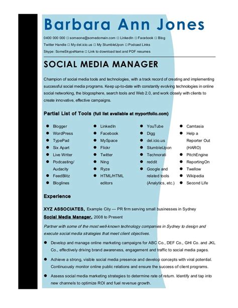 May 01, 2017 · social media is crucial to the success of any company's digital marketing strategy. Cmmaao pmi-resume-template-social-media-manager