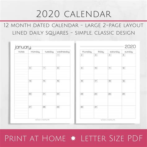 2021 Calendar Printable One Page 8 X 11 Monthly Calendar Template