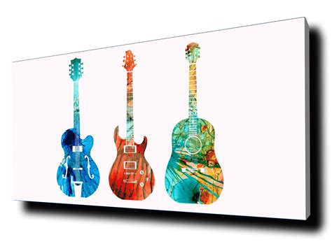 Abstract Guitars By Sharon Cummings Landscape Acoustic Art Panel