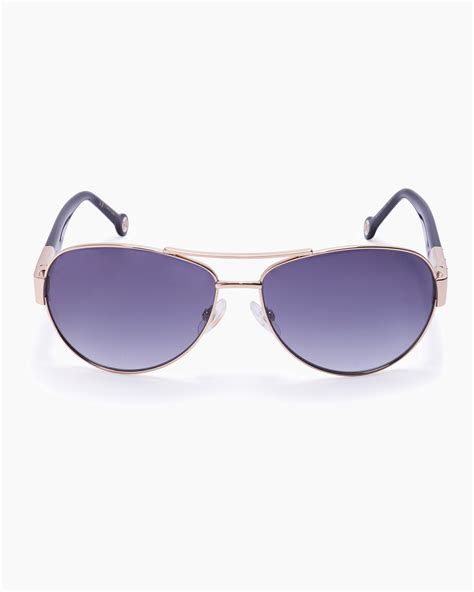 Metal Aviator Sunglasses With Crystal Temples Sunglasses Carolina Herrera