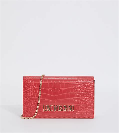 Buy Love Moschino Croc Textured Crossbody Bag In Red 6thstreet Bahrain