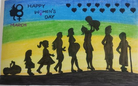 Womens Day Drawing With Oil Pastels Meaningful Drawings Happy Women