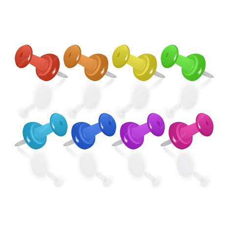 Premium Vector Set Of Push Pins In Different Colors Thumbtacks Top