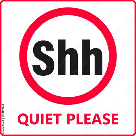 Quiet Please Sign Isolated Vector Label Of Shh In Circle Loud Sound