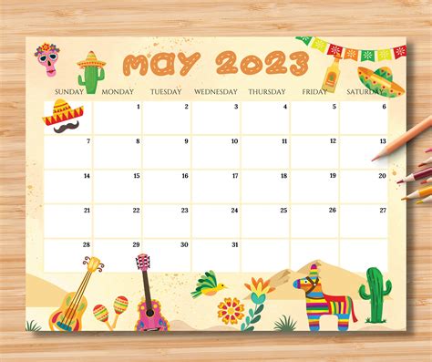 Editable May 2023 Calendar Cinco De Mayo Planner 2023 Etsy Canada