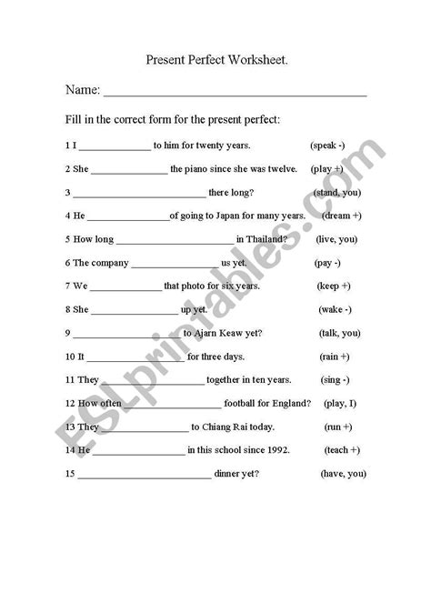 English Worksheets Present Perfect Worksheet Hot Sex Picture