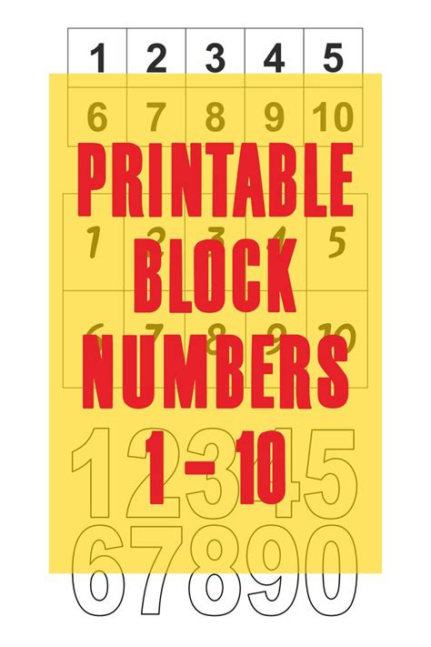 Printable Block Numbers 1 10 Printable Numbers Numbers 1 10 Block Lettering