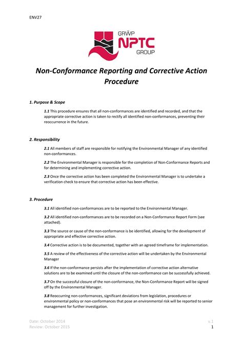Corrective Action Report