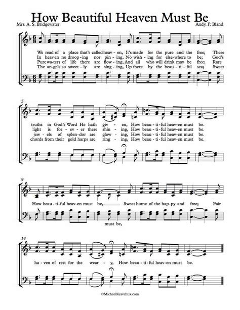 Free Choir Sheet Music How Beautiful Heaven Must Be Michael Kravchuk