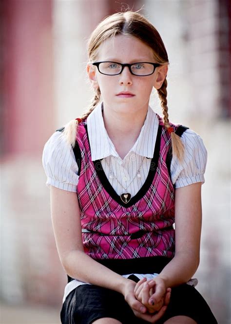 Serious Little Girl Wearing Glasses Stock Photos Image 33328083