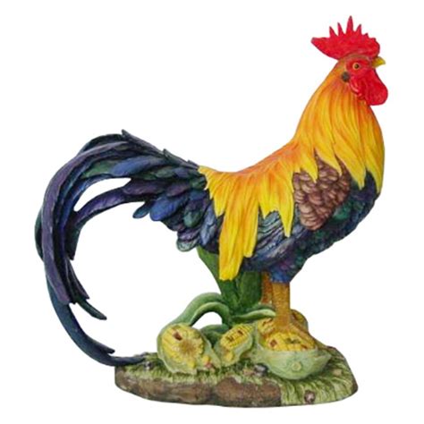 Coloured Rooster Standing On Corn Statue