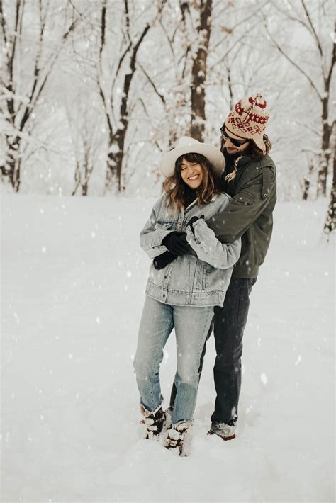 Couple Session In The Snow Romantic And Playful Couple Session In