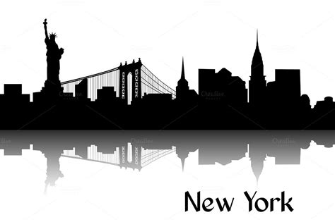 Silhouette Of New York New York Skyline Silhouette City Skyline