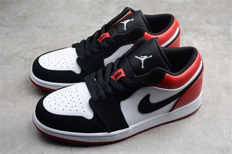 Black covers the toe box, side panels, branded tongues and insoles. Air Jordan 1 Low White Black Gym Red 553558-116 - Men Air ...