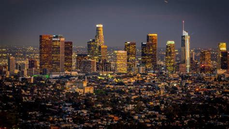 Cityview Of Los Angeles Skyline At Night Editorial Stock Image Image