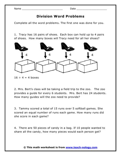 Division is one of the four basic operations of arithmetic, the ways that numbers are combined to make new numbers. Division Worksheets Grade 3 Word Problems - Advance Worksheet