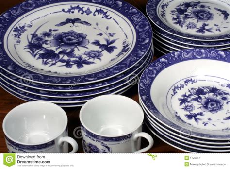 Blue And White Dinnerware Royalty Free Stock Photography