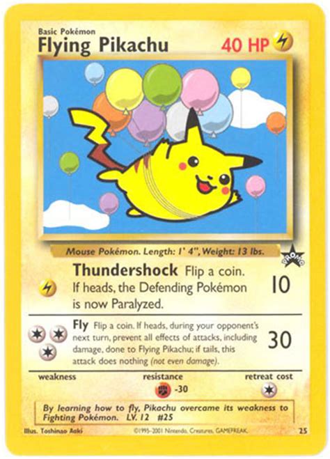 Please note that we will not accept any other languages or conditions for selling or trading. Pokemon Card - Black Star Promo #25 - FLYING PIKACHU (Mint): Sell2BBNovelties.com: Sell TY ...