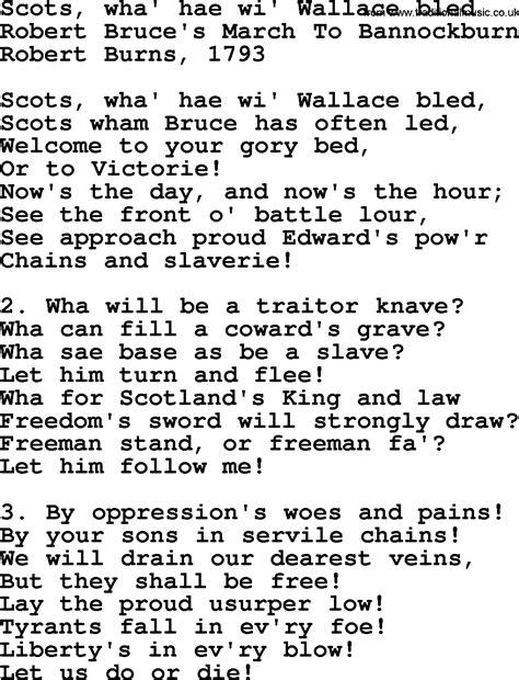 Scots Wha Hae Wi Wallace Bled Rober Burns Songs And Lyrics