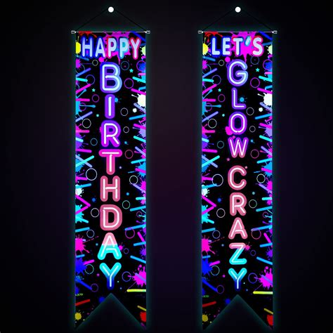 Buy Glow In The Dark Party Decorations Neon Happy Birthday Porch Sign