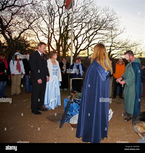 Pagan Handfasting Wedding Ceremony In Wales Uk Stock Photo 7590494