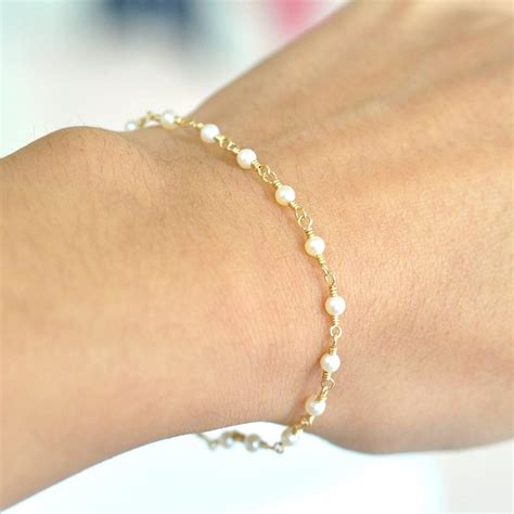 14k Gold Freshwater Pearl Bracelet In 14kyg Delicate Gold