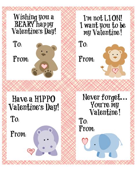 Cute Animal Valentines Day Cards Free Printable