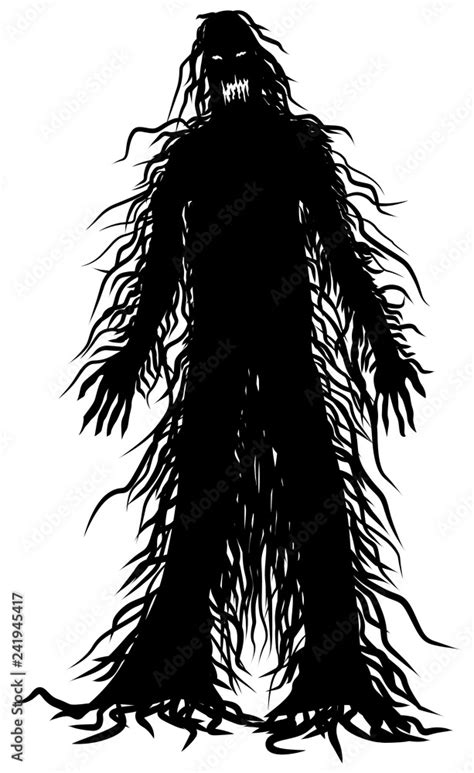 Scary Hairy Black Monster Vector Image Stock Vector Adobe Stock