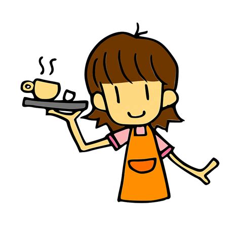 Cafe Waitress With A Coffee Cup Clipart Free Download Transparent Png
