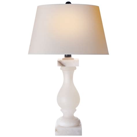Balustrade Table Lamp In Alabaster With Natural Paper Shade Lumiere