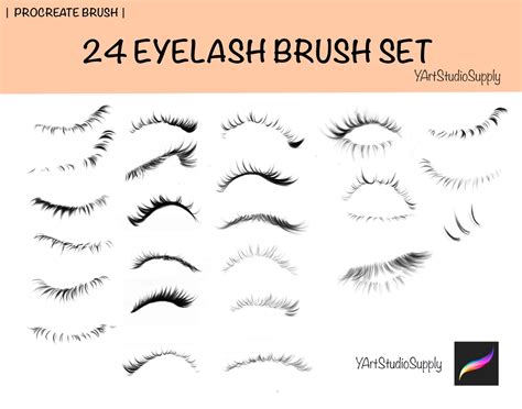 24 Eyelash Procreate Brush Set Eyelash Stamp Set Etsy