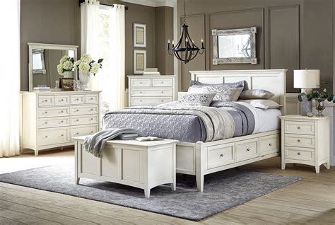 Cottage King Storage Bedroom Set 4ps White Linen Nrlwt5131 A America