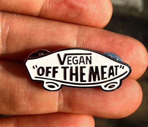 Off The Meat Vegan Enamel Pin By Bort S Pin Emporium In White