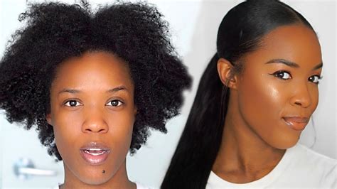 How To Sleek Low Ponytail W Weave On 4b4c Natural Hair Youtube