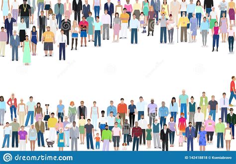 Many Different People Group Place For Text Vector Illustration Stock