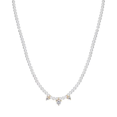 Sarafina Simulated Pearl And Cubic Zirconia Necklace