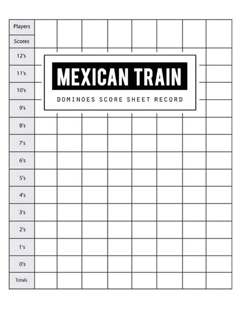 Mexican Train Score Record: Dominoes Mexican Train Scoring Game Record