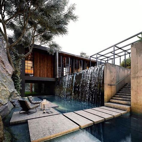 Backyard With A Waterfall Designed By Rohandev13 Architecture