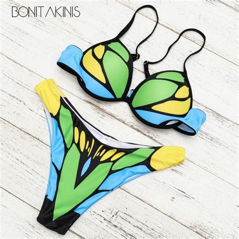 push up swimsuit 2018 butterfly printed swimwear sexy women beachwear bathing suit brazilian