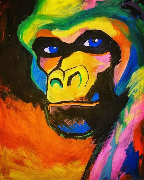 George The Gorilla Loves Watching Thrillas Painting By Rachel Dreste
