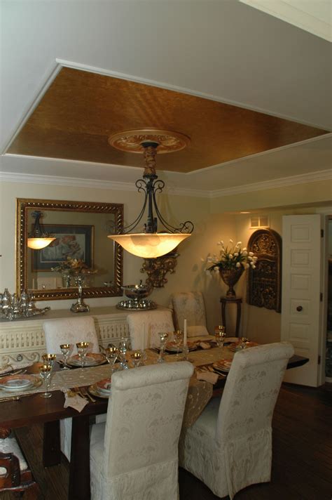 Gold Leaf Wallpaper From Pf Jefferies Gives This Ceiling
