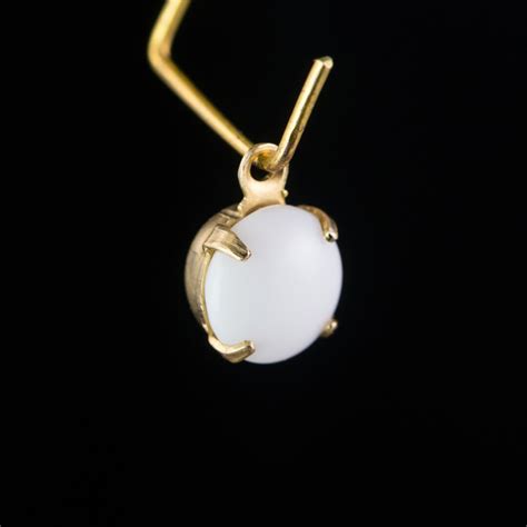 Vintage White Glass Stone 1 Loop Brass Setting Drops Rnd001d Etsy