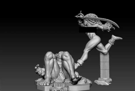 Marcella Beautiful Nude Female Fighter Barbarian Pinup Miniature