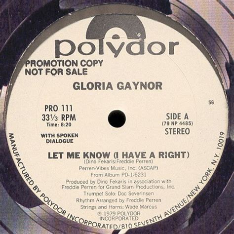Gloria Gaynor Let Me Know I Have A Right Vinyl Discogs