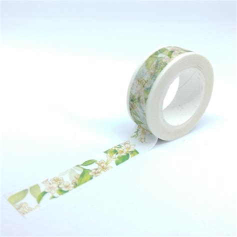 washi tape fleurs d oranger 10mx15mm vanille et vert washi tape creavea