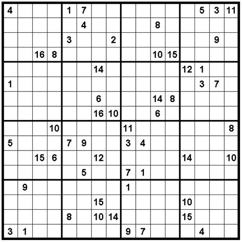 Free Printable Sudoku 16×16 Numbers Tutore Org Master Of Document