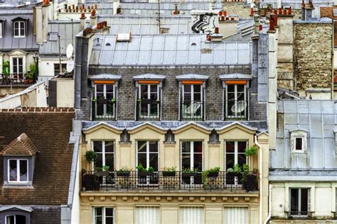 Paris Roofs Panoramic Overview At Summer Day Stock Image Image Of