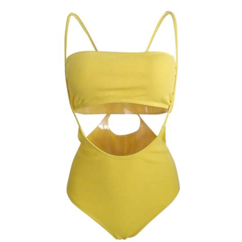 Womens Sexy High Neck Yellow Bathing Suit Beachwear Two Piece Suits