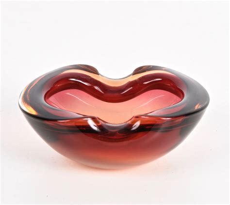 Midcentury Ruby Red Murano Sommerso Glass Italian Bowl Or Ashtray 1960s For Sale At 1stdibs