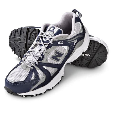 Mens New Balance 474 Athletic Shoes White Navy 145411 Running